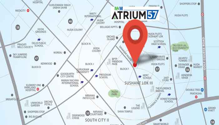 M3M Atrium 57 Location Map